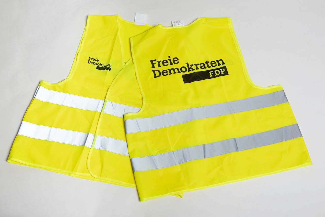Warnweste mit Druck  thinkliberal - der FDP Werbemittelshop für Freie  Demokraten